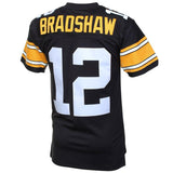 Terry Bradshaw #12 Pittsburgh Steelers Black 1976 Retired Player Vintage Replica Jersey