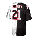 Deion Sanders #21 Atlanta Falcons Black/White Retired 1992 Player Split Replica Jersey
