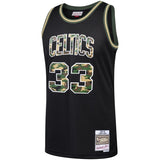 Larry Bird #33 Boston Celtics Black Straight Fire Camo Mens Swingman Jersey