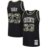 Larry Bird #33 Boston Celtics Black Straight Fire Camo Mens Swingman Jersey