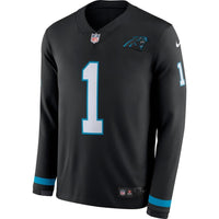 Cam Newton Carolina Panthers Black Therma Long Sleeve Jersey
