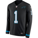 Cam Newton Carolina Panthers Black Therma Long Sleeve Jersey