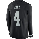 Derek Carr Oakland Raiders Black Therma Long Sleeve Jersey