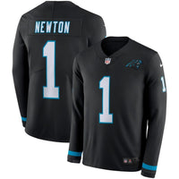 Cam Newton Carolina Panthers Black Therma Long Sleeve Jersey