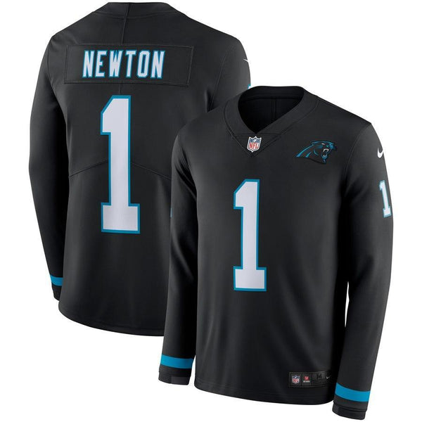 Cam Newton Carolina Panthers Black Therma Long Sleeve Jersey