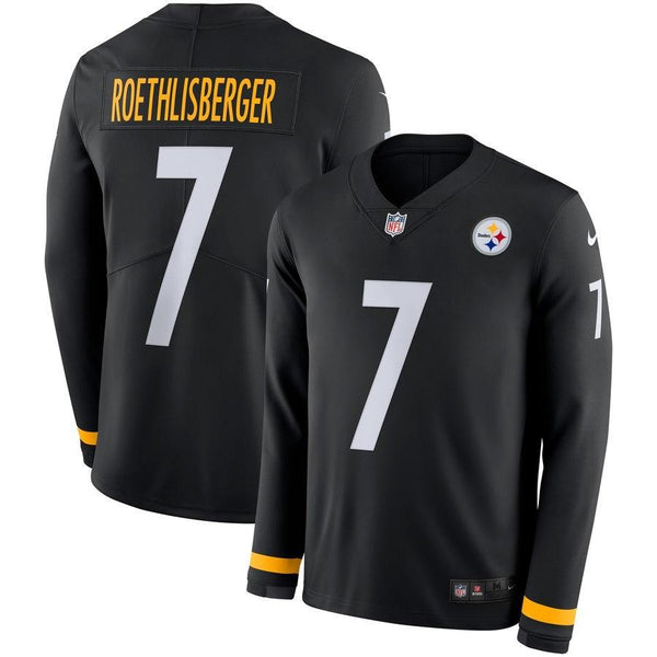 Ben Roethlisberger Pittsburgh Steelers Black Therma Long Sleeve Jersey
