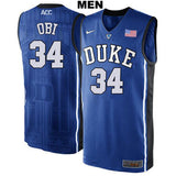 Sean Obi  #34 Duke Blue Devils Stitched Mens College Basketball Jersey