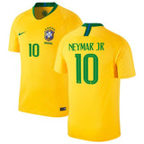 Neymar Santos #10 Brazil National Team Gold 2018 Home Replica Stadium Player Jersey