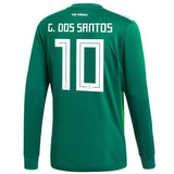 Giovani dos Santos #10 Mexico National Team Green 2018 Home Replica Long Sleeve Jersey