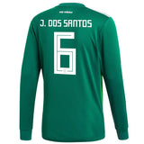 Jonathan dos Santos #6 Mexico National Team Green 2018 Home Replica Long Sleeve Jersey