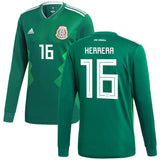 Hector Herrera #16 Mexico National Team Green 2018 Home Replica Long Sleeve Jersey