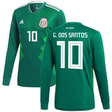 Giovani dos Santos #10 Mexico National Team Green 2018 Home Replica Long Sleeve Jersey