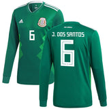 Jonathan dos Santos #6 Mexico National Team Green 2018 Home Replica Long Sleeve Jersey