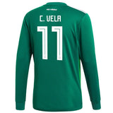 Carlos Vela #11 Mexico National Team Green 2018 Home Replica Long Sleeve Jersey