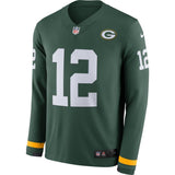 Aaron Rodgers Green Bay Packers Green Therma Long Sleeve Jersey