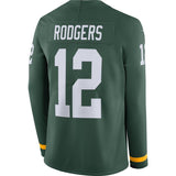 Aaron Rodgers Green Bay Packers Green Therma Long Sleeve Jersey