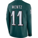 Carson Wentz Philadelphia Eagles Green Therma Long Sleeve Jersey