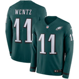 Carson Wentz Philadelphia Eagles Green Therma Long Sleeve Jersey