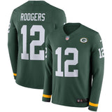 Aaron Rodgers Green Bay Packers Green Therma Long Sleeve Jersey