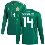 Javier Hernandez #14 Mexico National Team Green 2018 Home Replica Long Sleeve Jersey