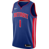Reggie Jackson #1 Detroit Pistons Blue Mens Swingman Jersey - Icon Edition