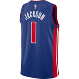 Reggie Jackson #1 Detroit Pistons Blue Mens Swingman Jersey - Icon Edition