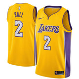 Lonzo Ball #2 Los Angeles Lakers Yellow Mens Swingman Jersey