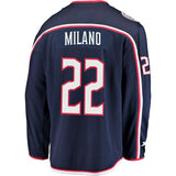 Sonny Milano #22 Columbus Blue Jackets Navy Breakaway Jersey