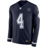 Dak Prescott Dallas Cowboys Navy Therma Long Sleeve Jersey