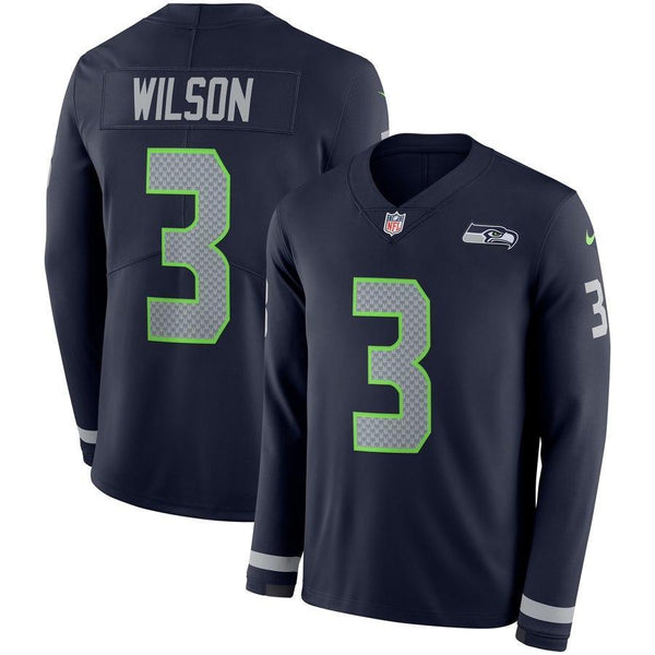 Russell Wilson Seattle Seahawks College Navy Therma Long Sleeve Jersey