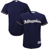 Milwaukee Brewers Youth Navy/White Alternate Road Official Cool Base Team Jersey