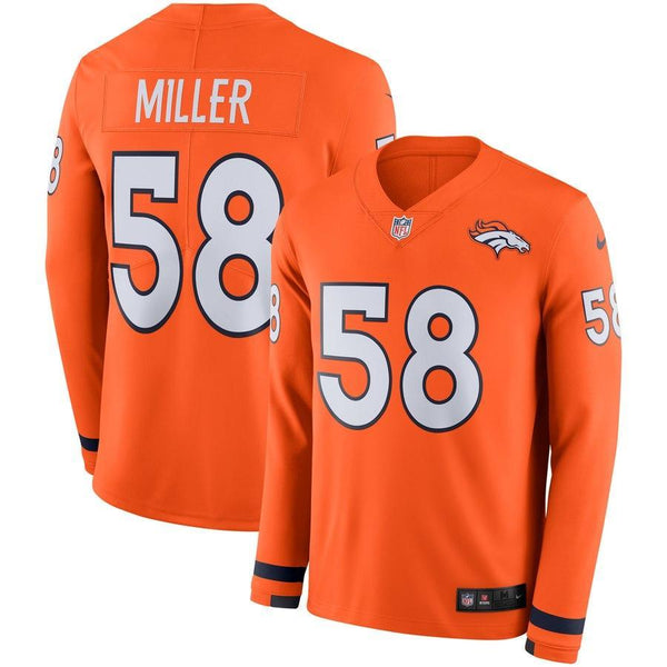 Von Miller Denver Broncos Orange Therma Long Sleeve Jersey