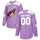 Arizona Coyotes Purple 2018 Hockey Fights Cancer Custom Practice Jersey