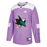 San Jose Sharks Purple Hockey Fights Cancer Practice Jersey