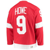 Gordie Howe #9 Detroit Red Wings Red Authentic Heroes of Hockey Throwback Jersey