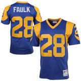 Marshall Faulk #28 St. Louis Rams Royal Blue/Yellow 1999 Retired Player Vintage Replica Jersey