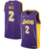 Lonzo Ball #2 Los Angeles Lakers Yellow Mens Swingman Jersey