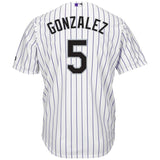 Carlos Gonzalez #5 Colorado Rockies White Home Cool Base Player Jersey