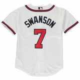 Dansby Swanson #7 Atlanta Braves Youth White/Red Official 2015 Cool Base Player Jersey
