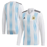 Argentina National Team White 2018 Home Replica Blank Long Sleeve Jersey
