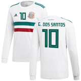 Giovani dos Santos #10 Mexico National Team White/Green 2018 Away Replica Long Sleeve Player Jersey