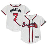 Dansby Swanson #7 Atlanta Braves Youth White/Red Official 2015 Cool Base Player Jersey