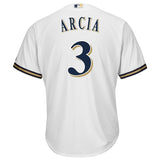 Orlando Arcia #3 Milwaukee Brewers White Cool Base Home Player Jersey