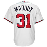 Greg Maddux #31 Atlanta Braves White Home Official Cool Base Player Jersey