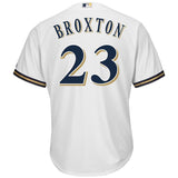 Keon Broxton #23 Milwaukee Brewers White Home Cool Base Player Jersey