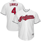 Bradley Zimmer #4 Cleveland Indians White Home Cool Base Jersey