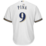 Manny Pina #9 Milwaukee Brewers White Home Cool Base Player Jersey