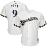 Manny Pina #9 Milwaukee Brewers White Home Cool Base Player Jersey