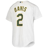 Khris Davis #2 Oakland Athletics Youth White Home Cool Base Replica Player Jersey