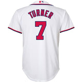 Trea Turner #7 Washington Nationals Youth White Home Cool Base Replica Player Jersey